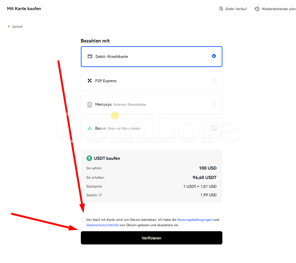 Okex How to Buy Step 4